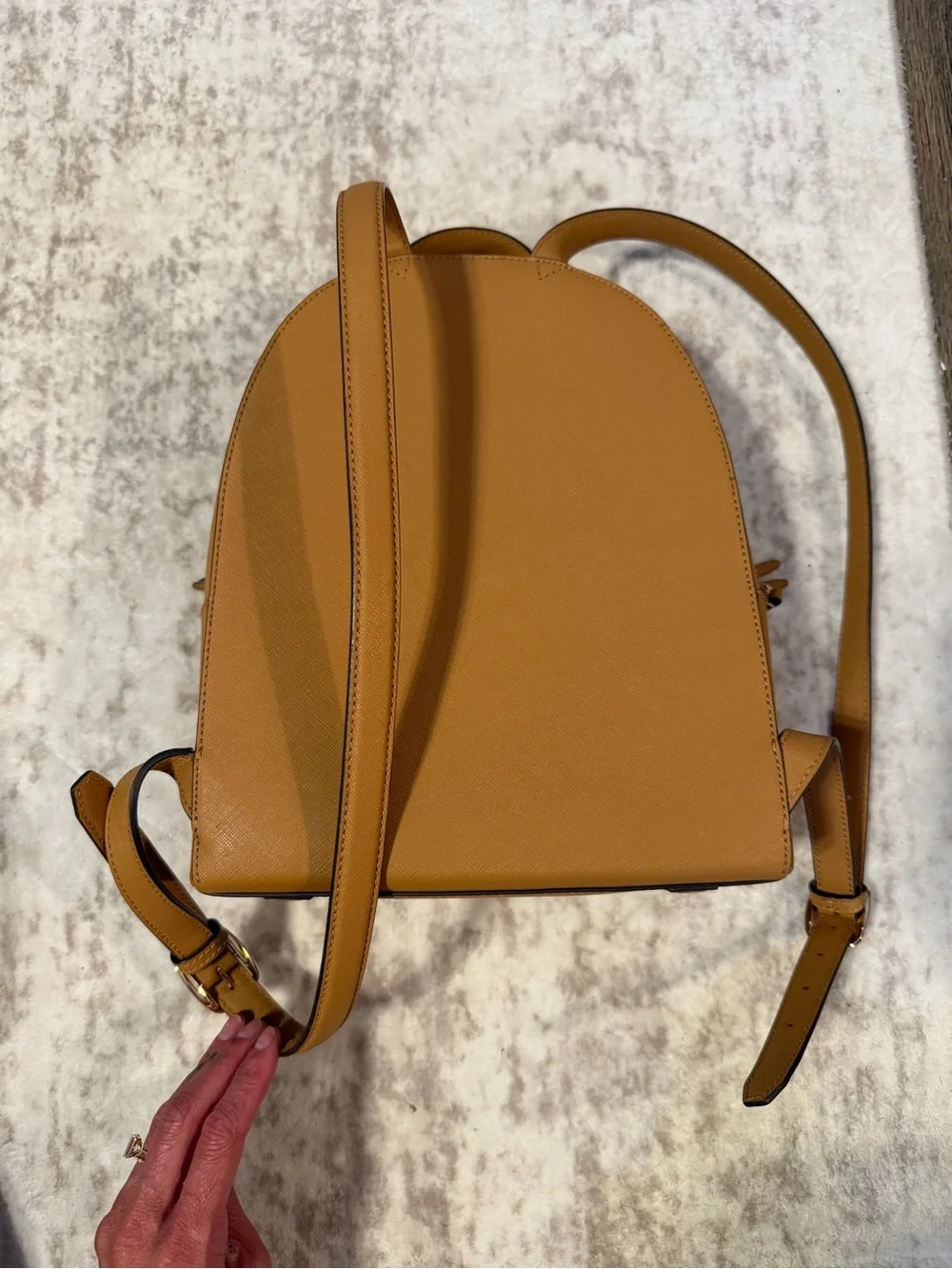Tory Burch Caramel Leather Saffiano Mini Backpack
